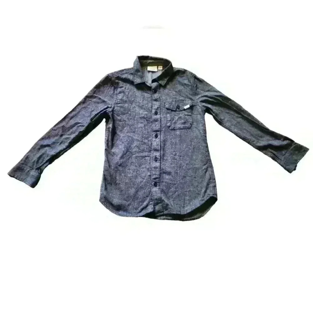 Boys Vans Woven Long Sleeve Button Down Shirt Black Gray Size Medium - Picture 2 of 4